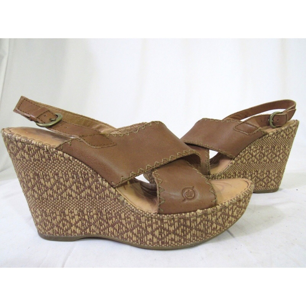 Born Sandals Womens 10 Espadrille Wedge Platform Crow‎ Strap Open Toe Sandle